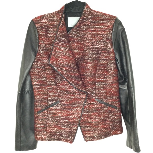 Classiques Entier Larch Tweed and Leather Coat M - Picture 8 of 9